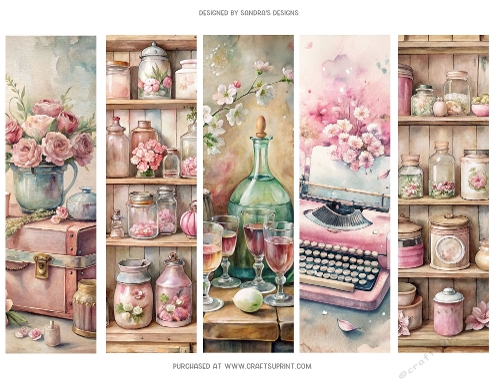 Pretty floral 2x7ins printable bookmarks x 5 sheet 3
