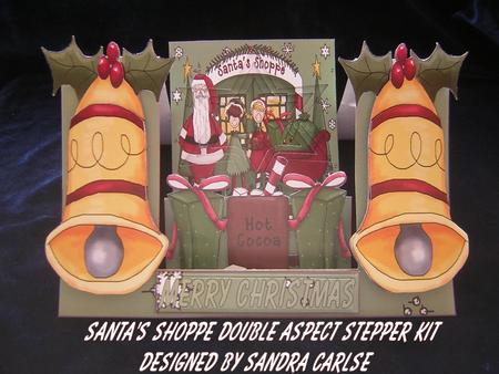 Christmas Santas Shop Decoupage Stepper card Kit