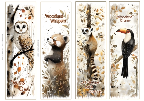Woodland bookmarks x 4 (large size)