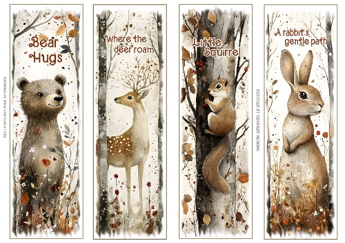 Woodland bookmarks x 4 (large size) 