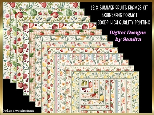 Summer Fruits pattern 12 x 8x8ins Frames kit