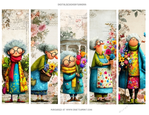 In the garden 5 x bookmarks 2x7ins