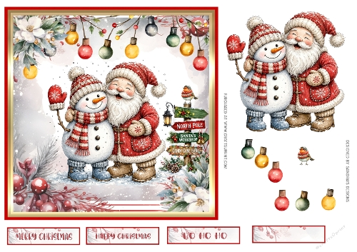 Together at Christmas 7x7ins Topper with decoupage & tags