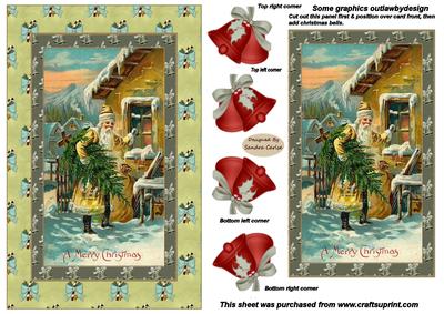 Vintage Father Christmas Decoupage Topper