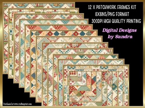 12 x 8x8ins Patchwork pattern frames kit