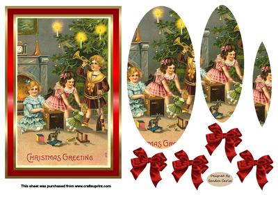 Vintage Christmas Morning Pyramid Topper