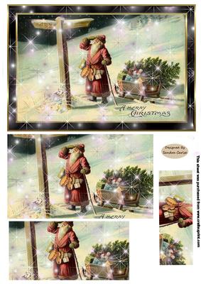 Glitter Christmas Vintage Scene Topper