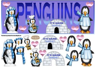 Christmas Penguins Large dl Topper