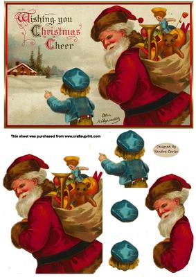 Father Christmas Decoupage Topper