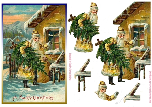 Christmas Vintage Santa Decoupage Topper