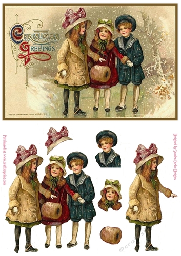 Christmas Vintage Ice Skating Topper