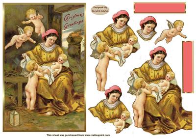 Mary & Baby Jesus Vintage Christmas Topper