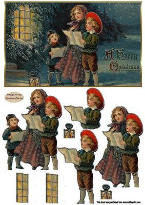 Carol Singing at Christmas Decoupage Topper