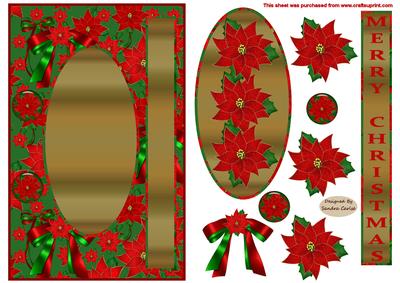 Poinsettia Gold & Red Decoupage Topper
