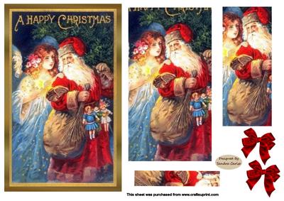 Vintage Happy Christmas Pyramid Topper