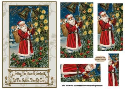 Vintage Father Christmas Pyramid Topper