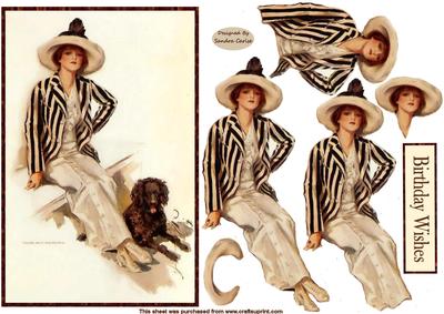 Woman of Class Vintage Decoupage Topper