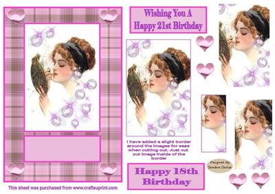 Lady Vintage Birthday Decoupage Topper