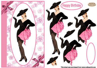 Lady in Pink Decoupage Topper