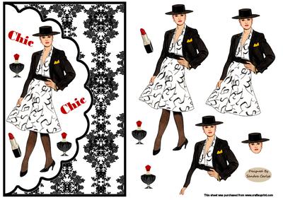 Lady Chic Fashion Decoupage Topper