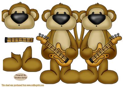 Musical Monkey Shaped Card