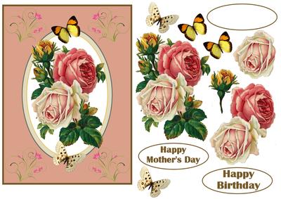Vintage Floral Roses Decoupage Topper