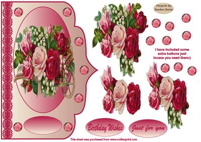 Vintage Roses in a Wheelbarrow Decoupage