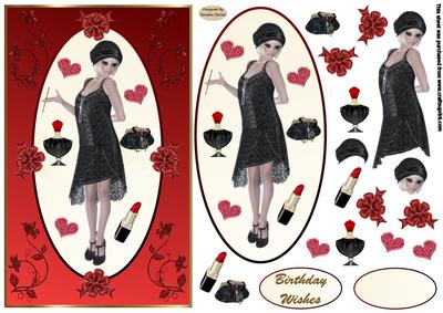 Birthday Flapper Girl Decoupage Topper