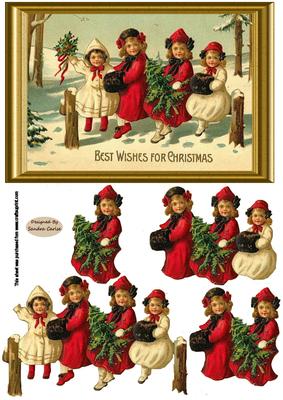 Vintage Christmas in the Snow Decoupage Topper