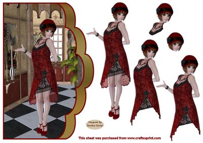 Flapper Girl Scalloped Edge Card Front