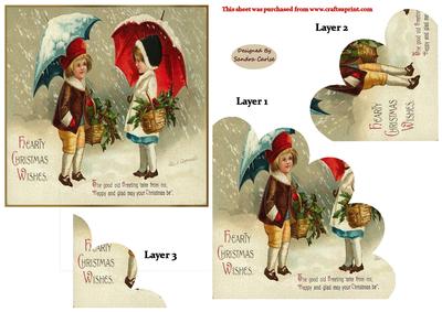 Vintage Christmas approx: 5x5ins Topper