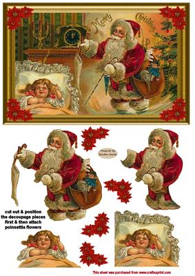 Its Christmas Eve Vintage Decoupage Topper