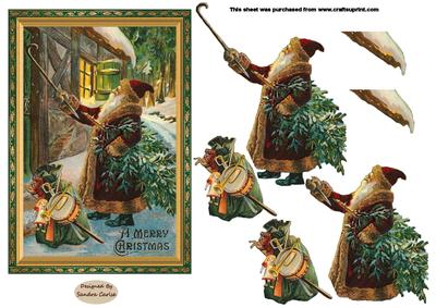 Merry Christmas Vintage Decoupage Topper 1