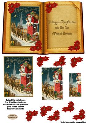 Christmas Eve Vintage Book Card Front