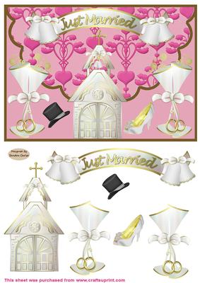 Fuschia Pink Wedding Day Card Front