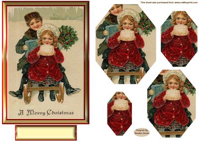 Sledging at Christmas Octagon Pyramid Topper