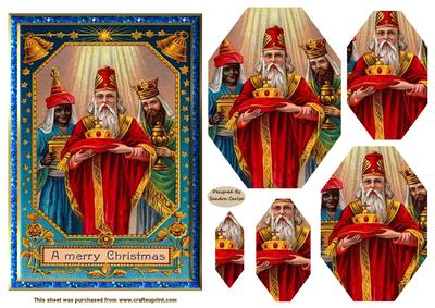 Christmas We Three Kings Octagon Pyramid Topper