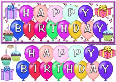 Large dl Happy Birthday Ballooms Topper