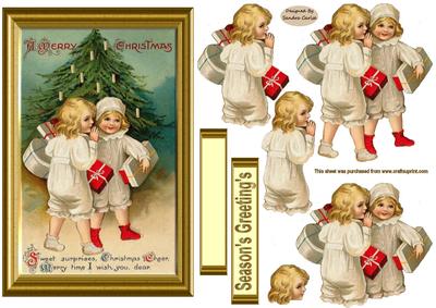 Vintage Christmas Wishes Decoupage Topper