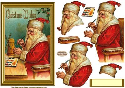 Christmas Santa Claus Vintage Decoupage Topper