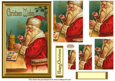 Santa Busy for Christmas Pyramid Topper