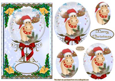 Christmas Rudolph Snow Globe Topper