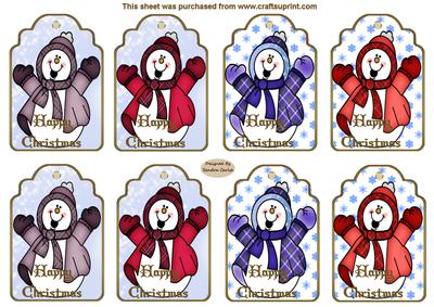 Happy Snowmen Christmas Tags