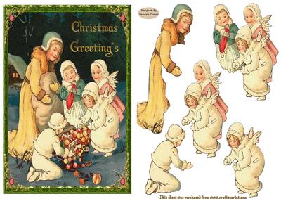 Vintage Christmas Greetings Decoupage Topper
