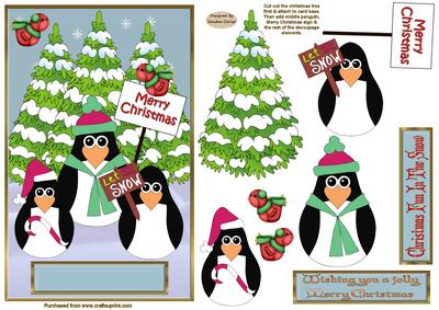 Christmas Penguins Decoupage Topper