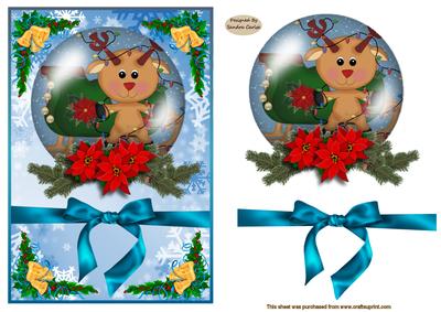 Christmas Rudolph Snowglobe Topper