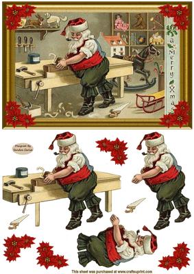 Christmas Santas Workshop Decoupage Topper