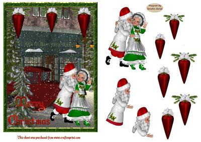 Christmas Mr & Mrs Santa Decoupage Topper