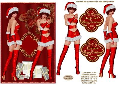 Christmas Cheeky Girls Decoupage Topper