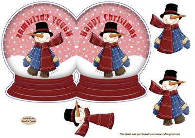 Happy Snowman Snowglobe Shaped Card
